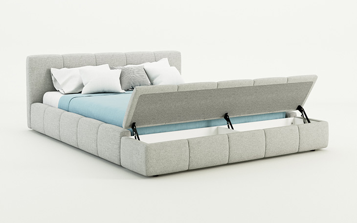 postelja, rjava tkanina, mehka in zaobljena